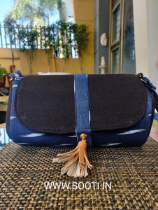 Cylindrical Bag - Ikat Blue