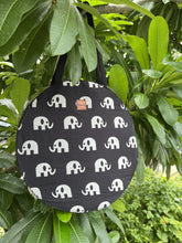 Load image into Gallery viewer, Sooti Round Quirky Tote Bags in cotton for those casual times and vacation days. Spacious enough to keep all your belongings. Handcrafted with love