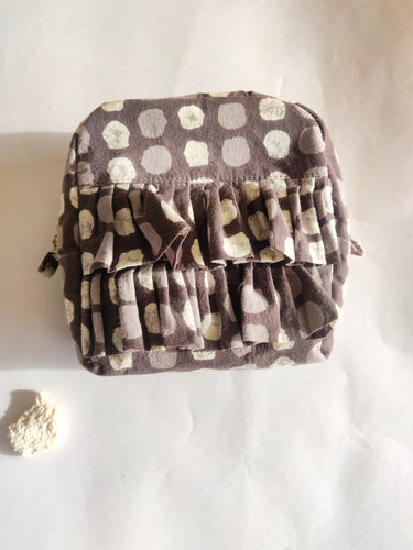Dots Grey - Ruffle Pouch Bag