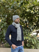 Load image into Gallery viewer, Sooti Crocher Scarf &amp; Beanie in Grey for Men