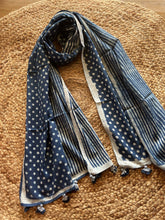 Load image into Gallery viewer, Sooti Stole in Indigo Dots - for all scarf lovers