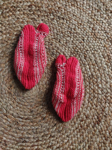 Woolen Slippers - Pink & White