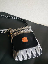 Load image into Gallery viewer, Zipper Sling Bag - Ikat Black &amp; Grey