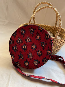 Round Sling Bag Medium - Ajrakh Red