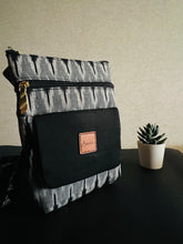 Load image into Gallery viewer, Zipper Sling Bag - Ikat Black &amp; Grey