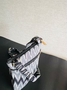 Zipper Sling Bag - Ikat Black & Grey