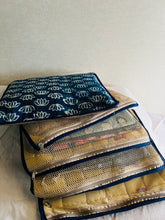 Load image into Gallery viewer, Sooti Saree Organizer - Indigo Lotus | Comes With 5 Saree Sleeves and a Cloth Bag