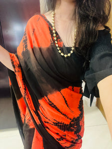 Saree - Orange & Black Love