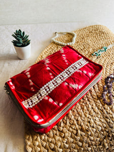 Sooti Wardrobe Organiser Combo - Shibori Red |  1 Saree + 1 Blouse + 1 Petticoat + 1 Lingerie + 1 Jewellery + 1 Bangle Organiser  | Wedding Trousseau | Exclusive Collection