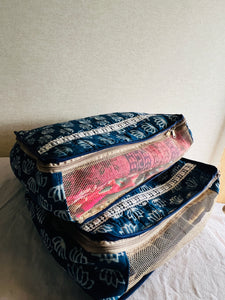 Sooti Clothes Organizer - Indigo Lotus | Set of 2 | Bedsheet Organizer