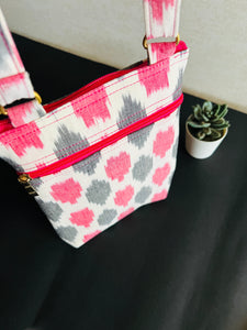 Zipper Sling Bag - Ikat White