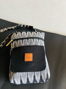 Zipper Sling Bag - Ikat Black & Grey