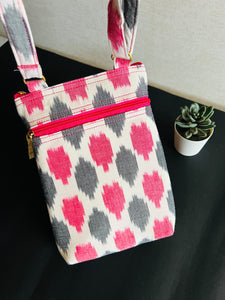 Zipper Sling Bag - Ikat White