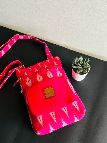 Zipper Sling Bag - Ikat Pink