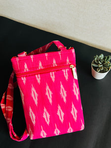 Zipper Sling Bag - Ikat Pink