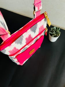 Zipper Sling Bag - Ikat White