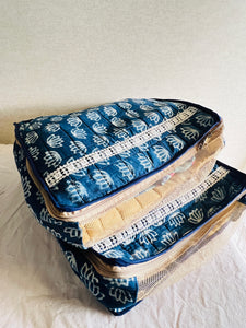 Sooti Clothes Organizer - Indigo Lotus | Set of 2 | Bedsheet Organizer