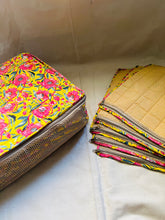 Load image into Gallery viewer, Sooti Saree Organizer - Floral Yellow | Comes With 5 Saree Sleeves and a Cloth Bag
