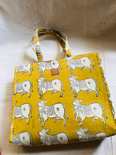 Load image into Gallery viewer, Workaholic Tote Bag - Pichwai In Yellow