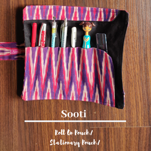 Sooti Stationary Pouch - Ikat Purple - Sooti.in