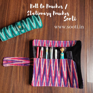 Sooti Stationary Pouch - Ikat Purple - Sooti.in