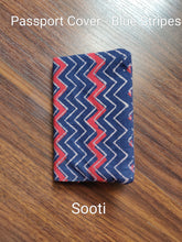Load image into Gallery viewer, Sooti Passport Cover - Blue Stripes - Sooti.in