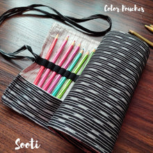 Load image into Gallery viewer, Sooti Stationary Pouch - Ikat Black - Sooti.in
