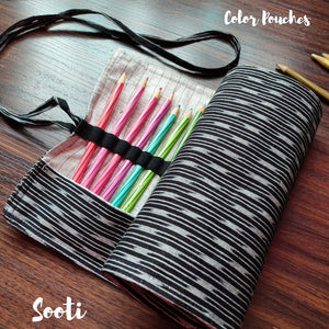 Sooti Stationary Pouch - Ikat Black - Sooti.in
