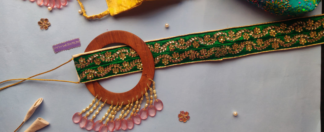 Sooti Belt - Green Kundan | Wedding Collection