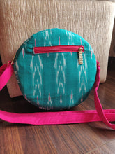 Load image into Gallery viewer, Round Sling Bag - Ikat Turquoise