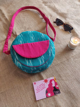 Load image into Gallery viewer, Round Sling Bag - Ikat Turquoise