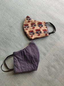 The face mask is comfortable made of cotton, reversible and is 3 layered. 