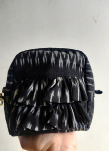 Ikat Black - Ruffle Pouch Bag