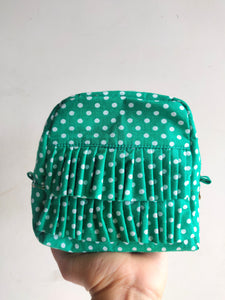 Polka Green - Ruffle Pouch Bag