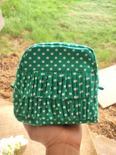 Load image into Gallery viewer, Polka Green - Ruffle Pouch Bag