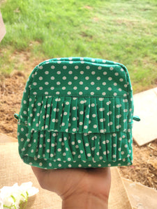 Polka Green - Ruffle Pouch Bag