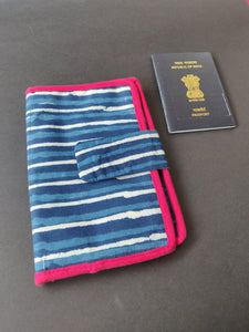 Sooti Passport Wallet For 2 Passports - Indigo Stripes