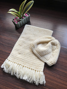 Sooti Beige Scarf & Beanie crochet love made by a granny