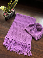 Load image into Gallery viewer, Sooti Lilac Scarf &amp; Beanie crochet love made by a granny