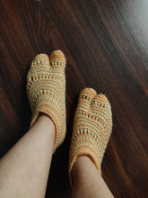 Load image into Gallery viewer, Woolen Slippers - Light Orange &amp; Green