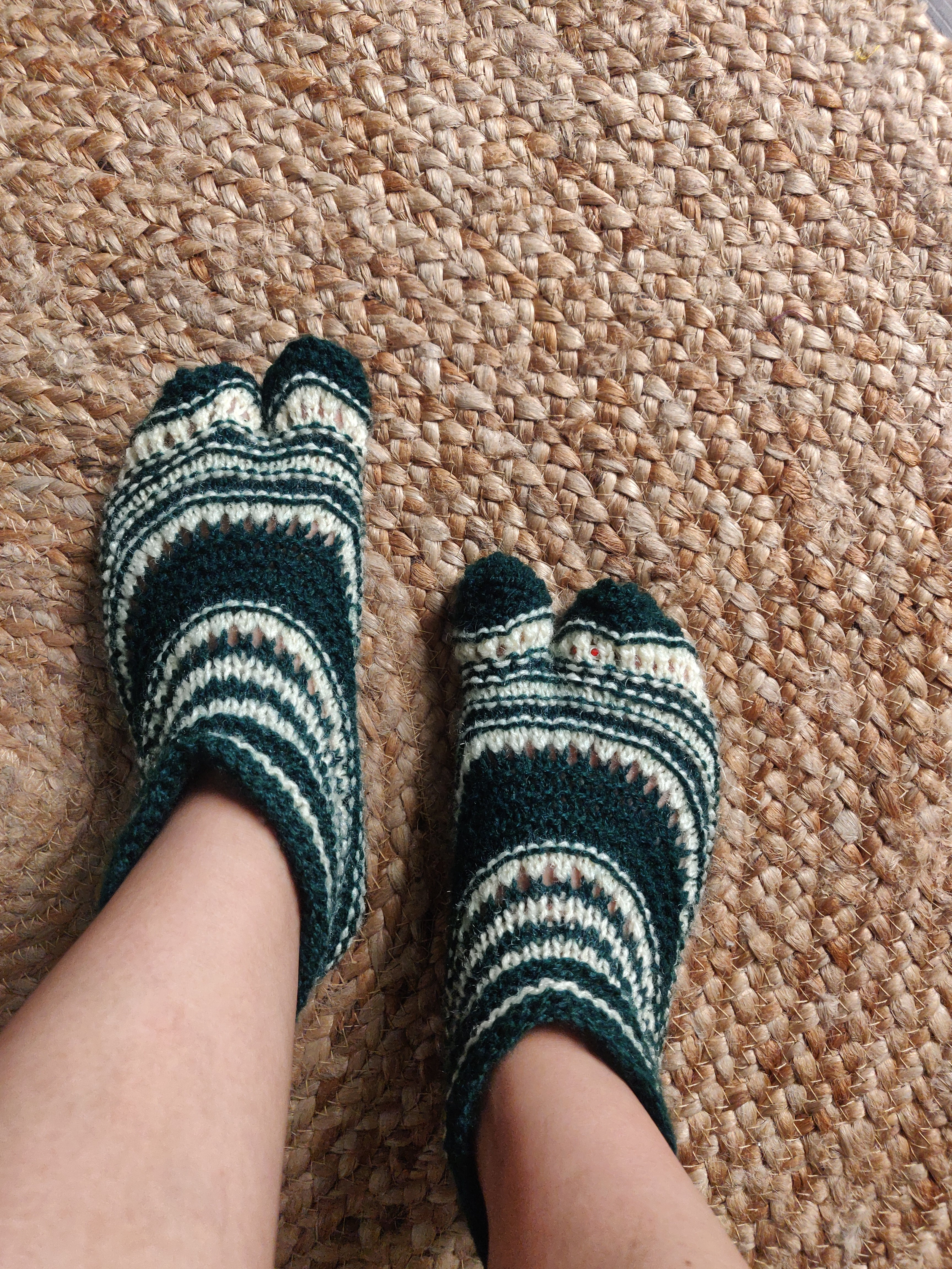 Wool Slipper Sock Booties Hand Knit Wool Fleece Lined Booties