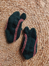 Load image into Gallery viewer, Woolen Slippers - Dark Green &amp; Pink