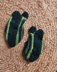 Woolen Slippers - Dark & Light Green