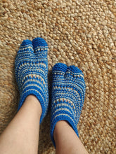 Load image into Gallery viewer, Woolen Slippers - Blue &amp; White