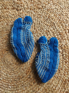 Woolen Slippers - Blue & White