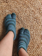 Load image into Gallery viewer, Woolen Slippers - Blue &amp; Grey