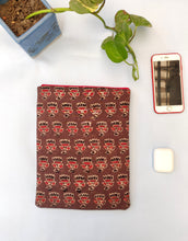 Load image into Gallery viewer, Sooti iPad Sleeve – Ajrakh Brown